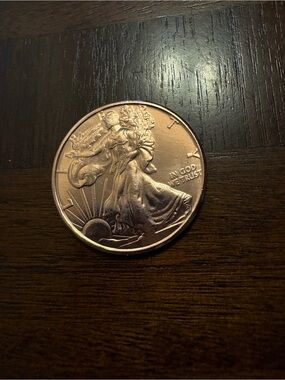 Copper round Walking Liberty Coin